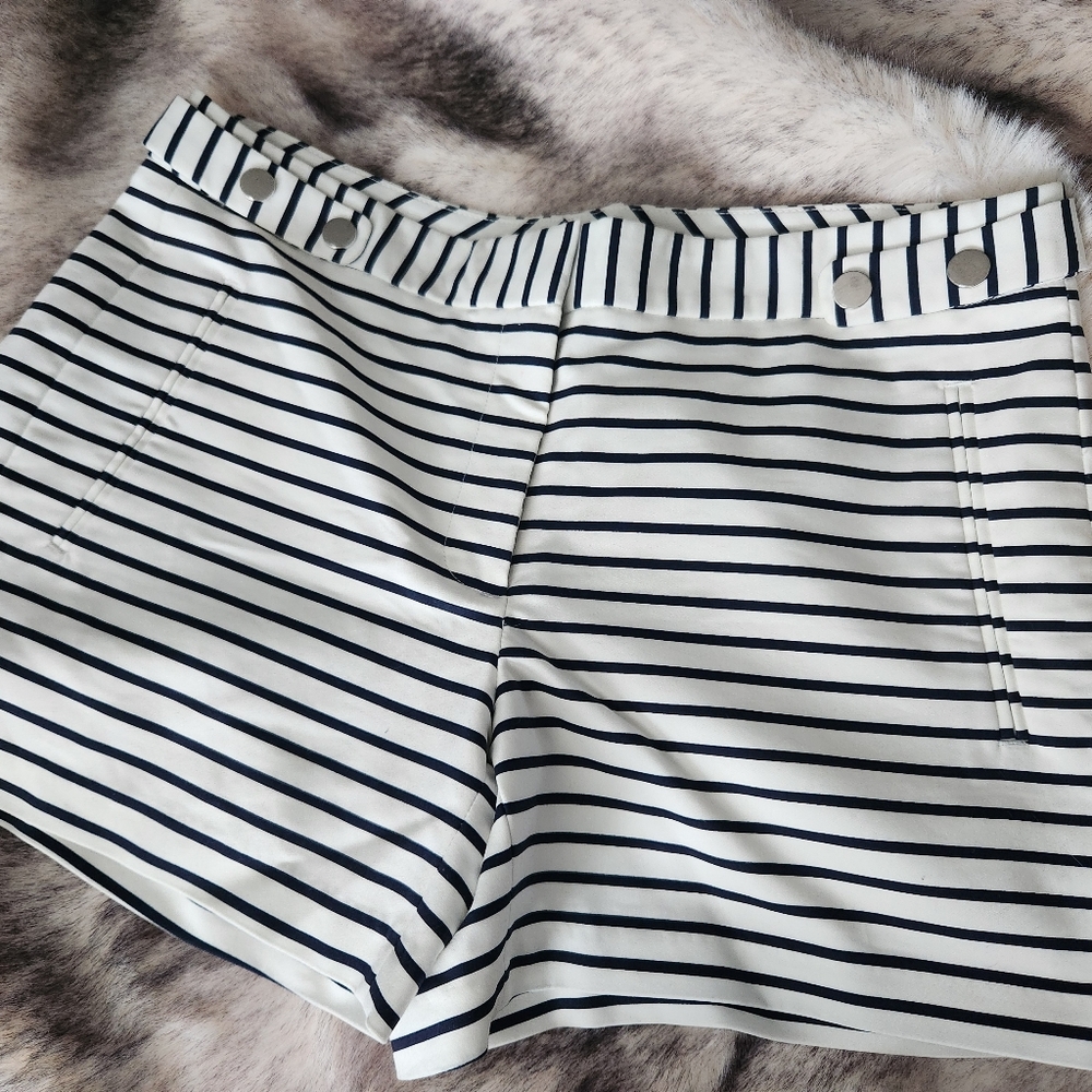 Zara Black and White Striped High Waist Shorts
